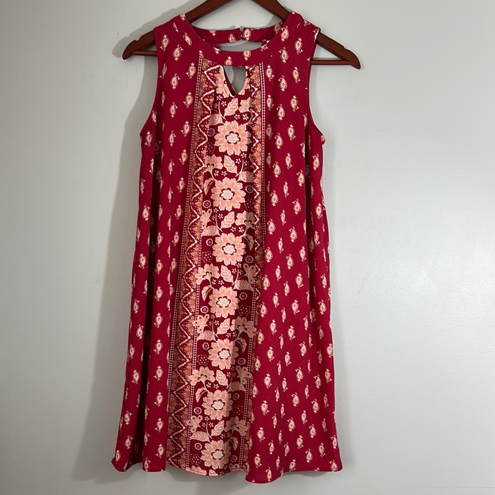Red and Pink Floral Sleeveless Dress size S